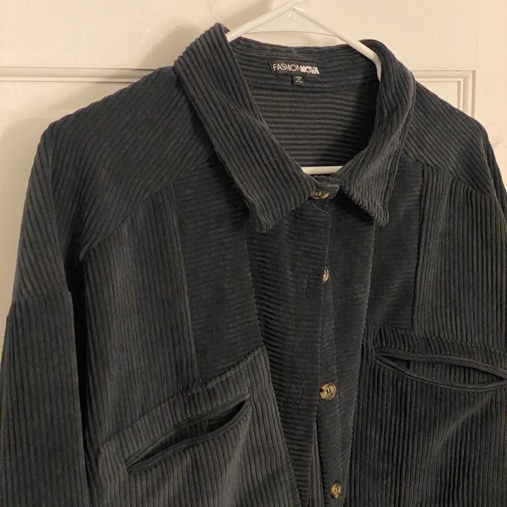 Fashion Nova Dark Striped Jacket